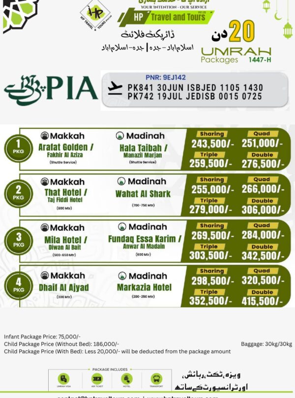 Best 07, 15, 18, 20, 21 and 28 Days Umrah Packages from Islamabad Pakistan (2026 Guide)