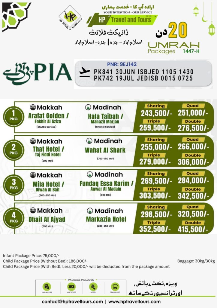 Best 07, 15, 18, 20, 21 and 28 Days Umrah Packages from Islamabad Pakistan (2026 Guide)