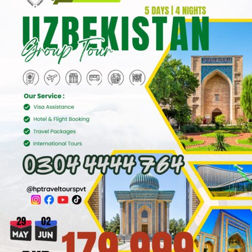 Book the best Uzbekistan group tour package from Pakistan with visa assistance, flights, hotels, guided tours, and luxury travel services at affordable prices.